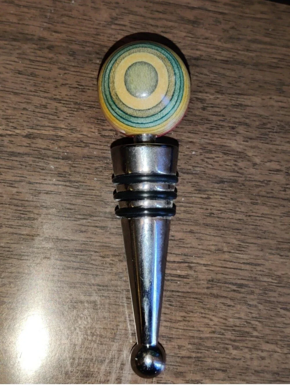 Wine Bottle Stopper Wood Striped Unique Colorful Great Holiday Gift With Wine